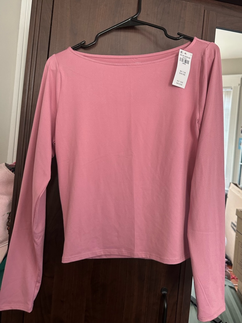 Hollister Long Sleeve Seamless Fabric Boat Neck Top Size Large